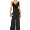 Alice + Olivia Riska Cowl Neck Chain Strap Jumpsuit Black
