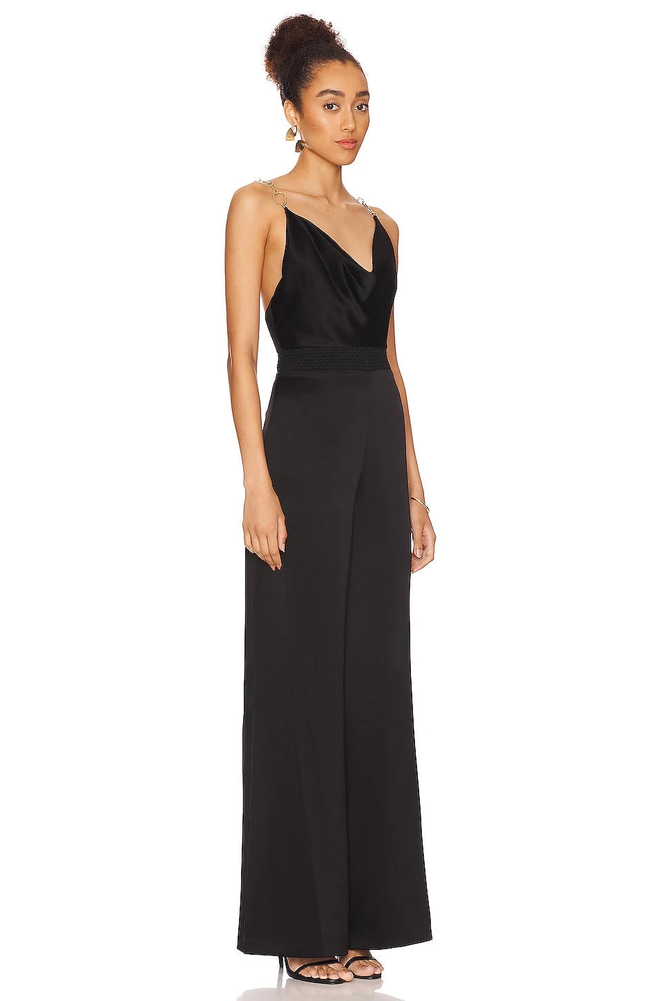 Alice + Olivia Riska Cowl Neck Chain Strap Jumpsuit Black - Image 2