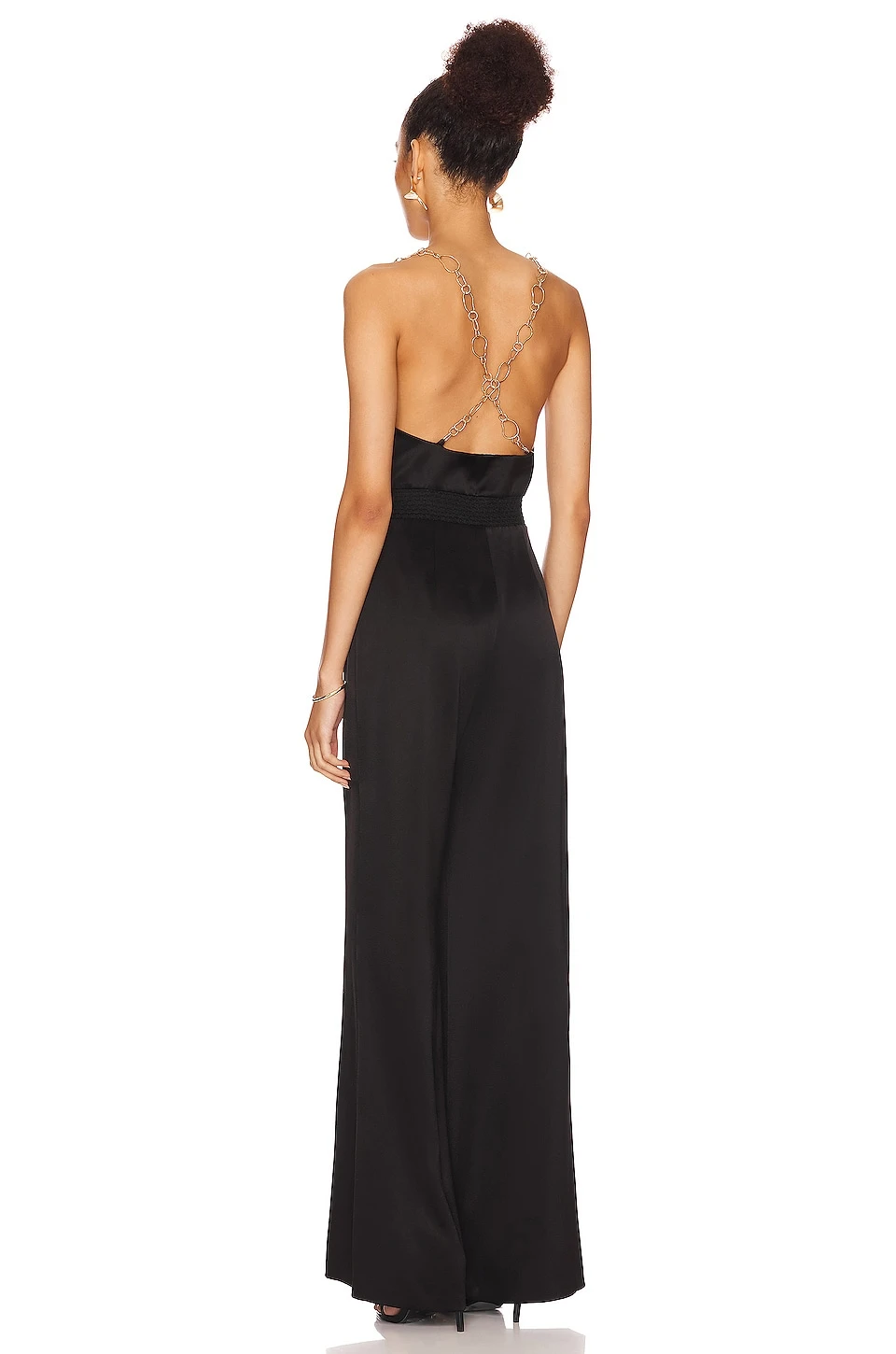 Alice + Olivia Riska Cowl Neck Chain Strap Jumpsuit Black - Image 3