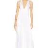 Alice + Olivia Myrtle Low V-neck Wide Jumpsuit White