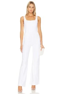 Alice + Olivia Chels Corset Sleeveless Jumpsuit White