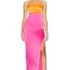 Alice + Olivia Lilita Slit Midi Dress Tangerine & Candy