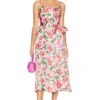 Alice + Olivia Samantha Cowl Neck Midi Dress High Tea Floral