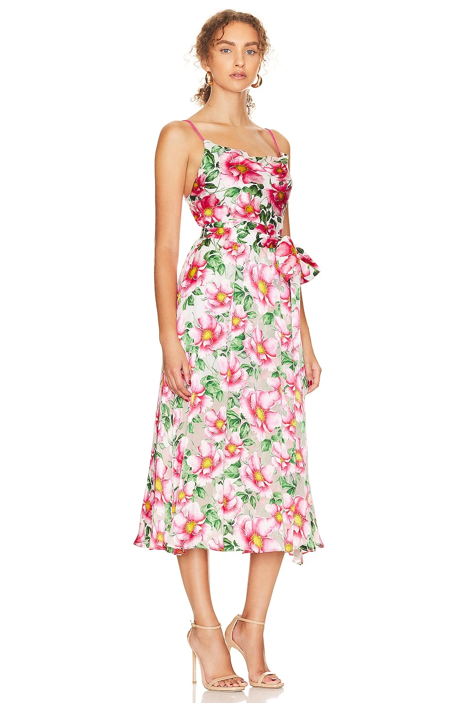 Alice + Olivia Samantha Cowl Neck Midi Dress High Tea Floral - Image 2