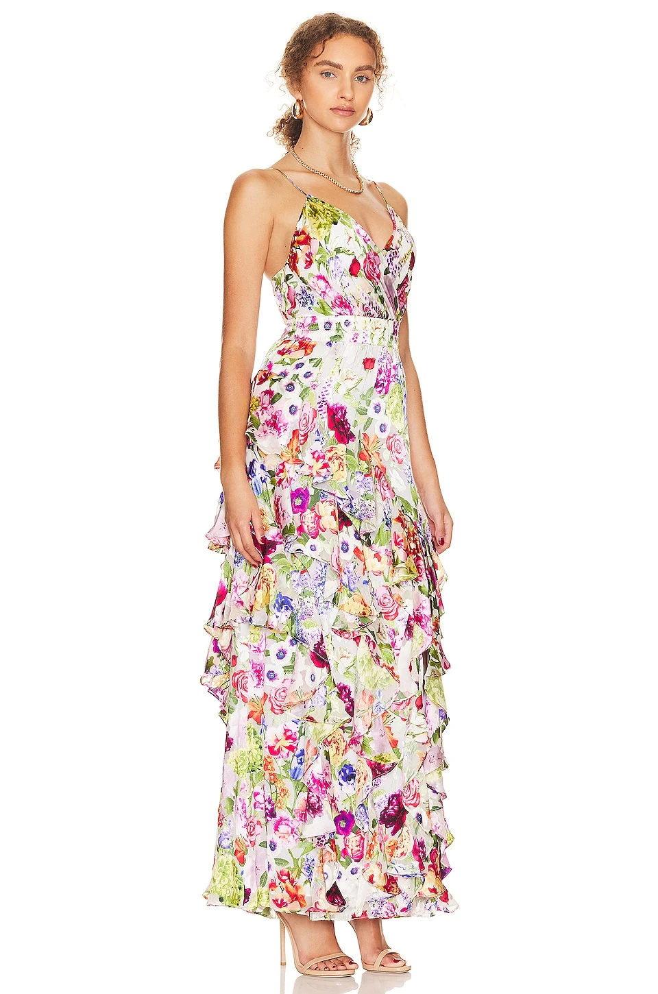 Alice + Olivia Hayden V-neck Front Split Dress Flower Shop - Image 2