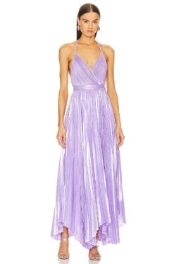 Alice + Olivia Arista Sleeveless Pleated Maxi Dress Solstice