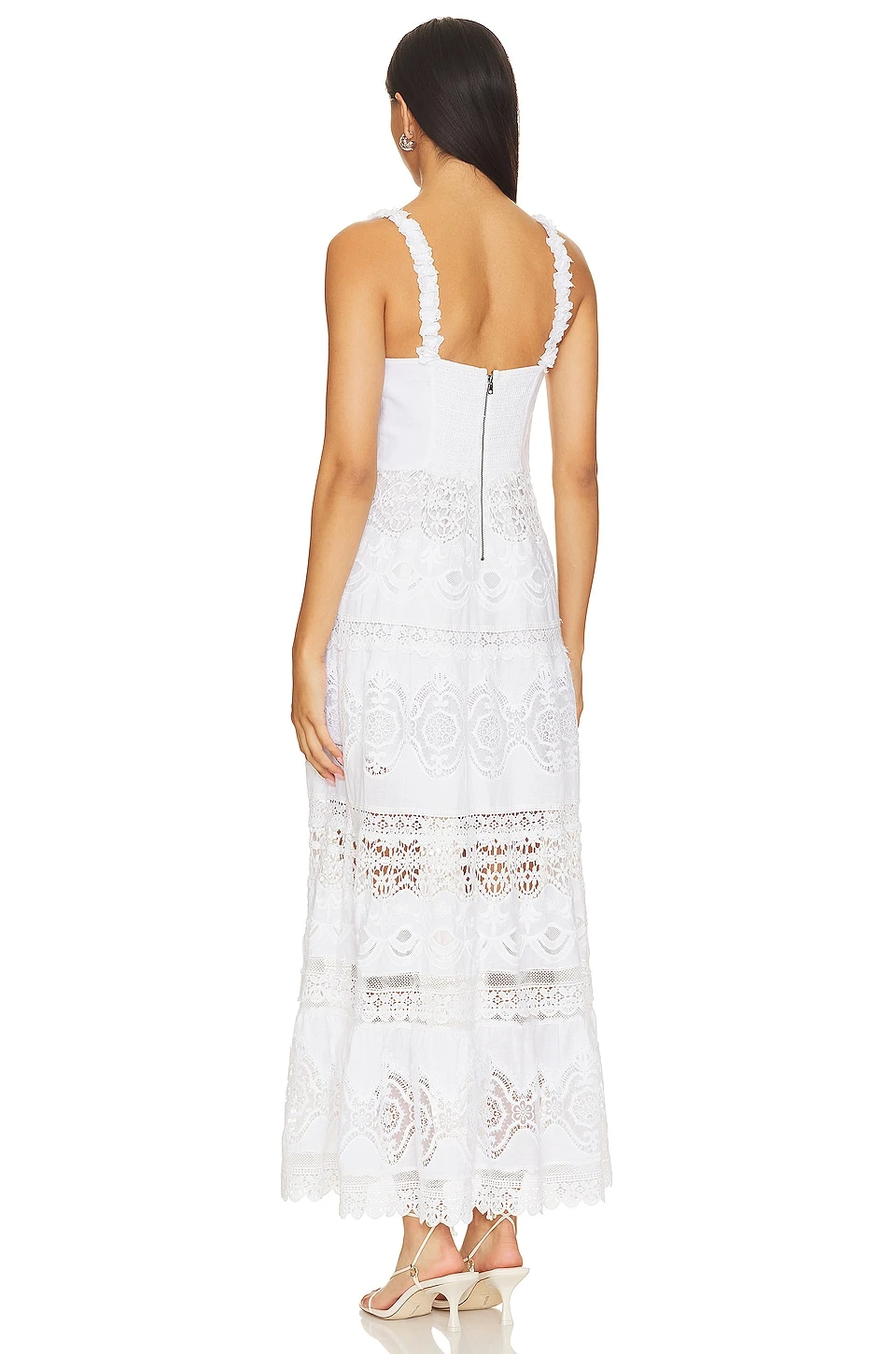 Alice + Olivia Alora Embroidered Midi Dress White - Image 3