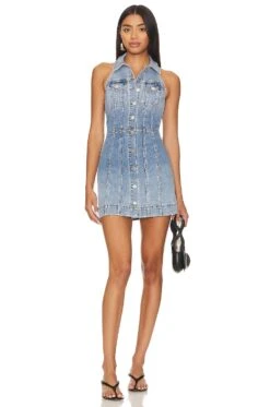 Alice + Olivia Kendall Denim Mini Dress Ivy Blue