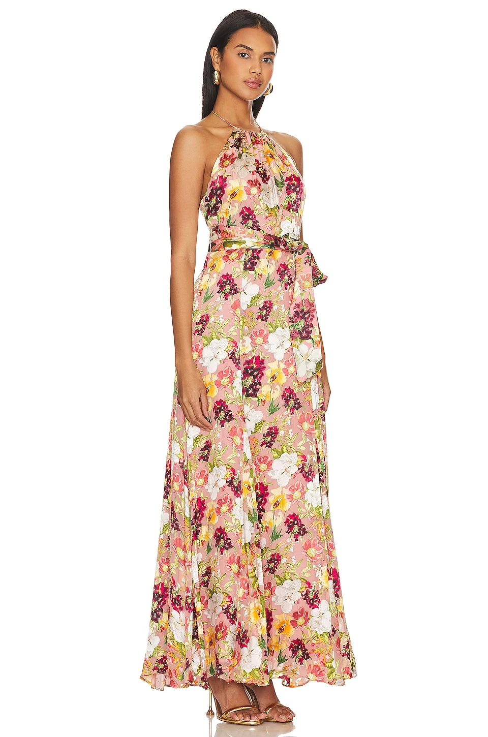 Alice + Olivia Dita Halter Dress Juniper Floral Rose - Image 2