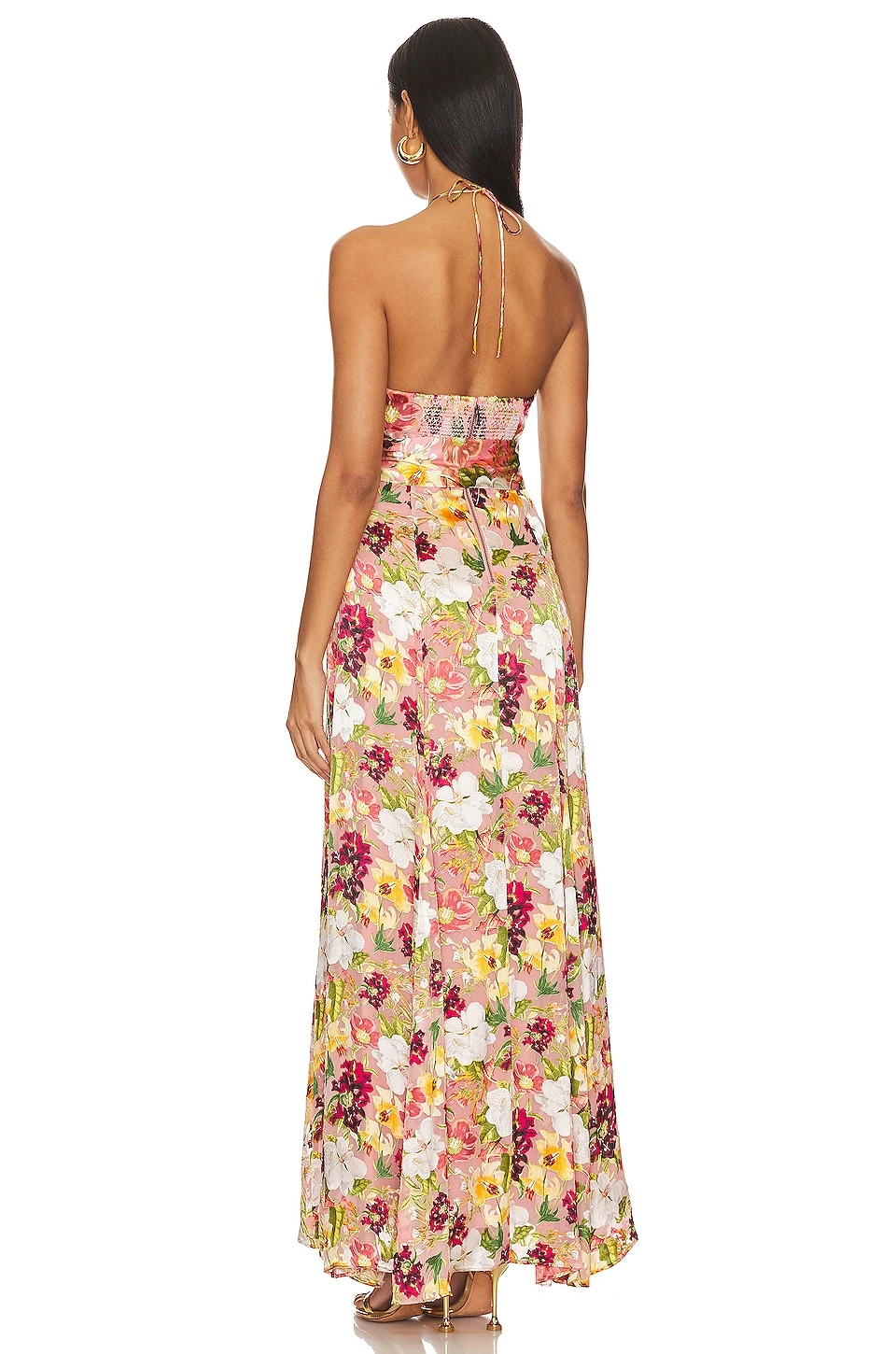 Alice + Olivia Dita Halter Dress Juniper Floral Rose - Image 3