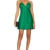 Alice + Olivia Julietta Mini Slip Dress Emerald