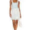 Alice + Olivia Jocelyn Smock Mini Dress Antique Butterfly Off White
