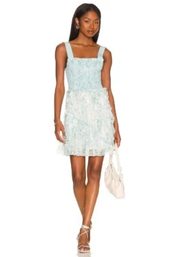 Alice + Olivia Jocelyn Smock Mini Dress Antique Butterfly Off White