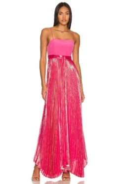 Alice + Olivia Despina Pleated Maxi Dress French Rose