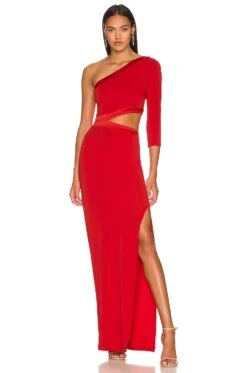 Alice + Olivia Michele Cutout Maxi Dress Bright Poppy