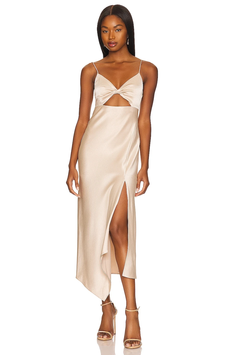 Alice + Olivia Harmony Asymmetrical Midi Dress Sand