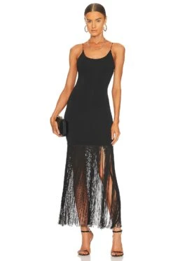 Alice + Olivia Steph Fringe Dress Black