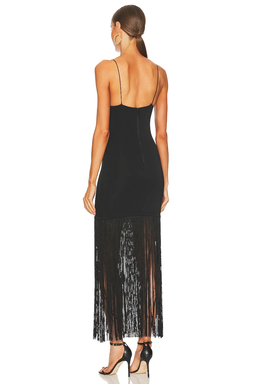 Alice + Olivia Steph Fringe Dress Black - Image 3
