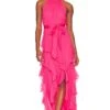 Alice + Olivia Emelia Halter Gown Wild Pink