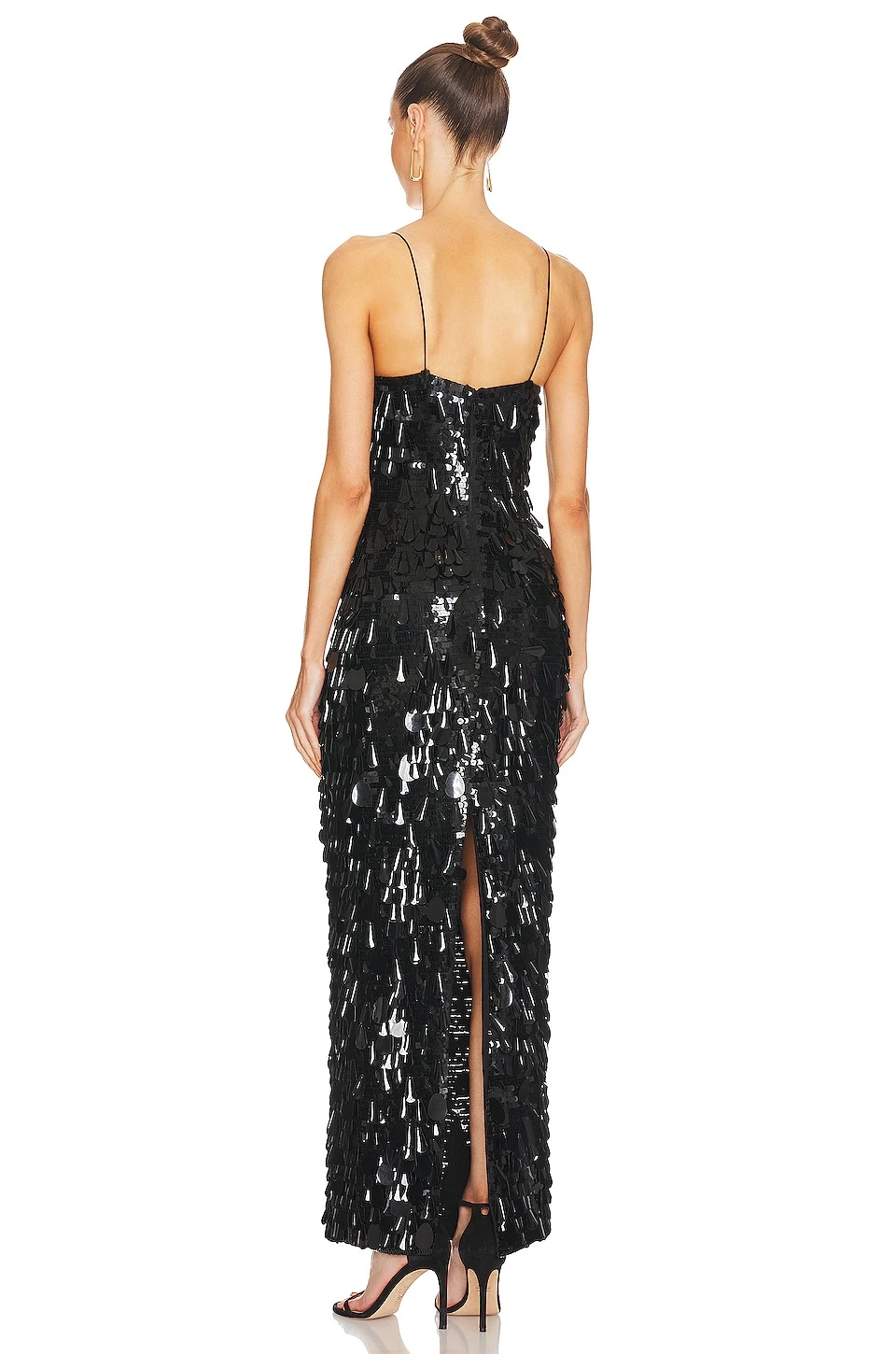 Alice + Olivia Fifi Sequin Fitted Gown Black - Image 3