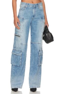 Alice + Olivia Cay Baggy Cargo Jean Brea Blue