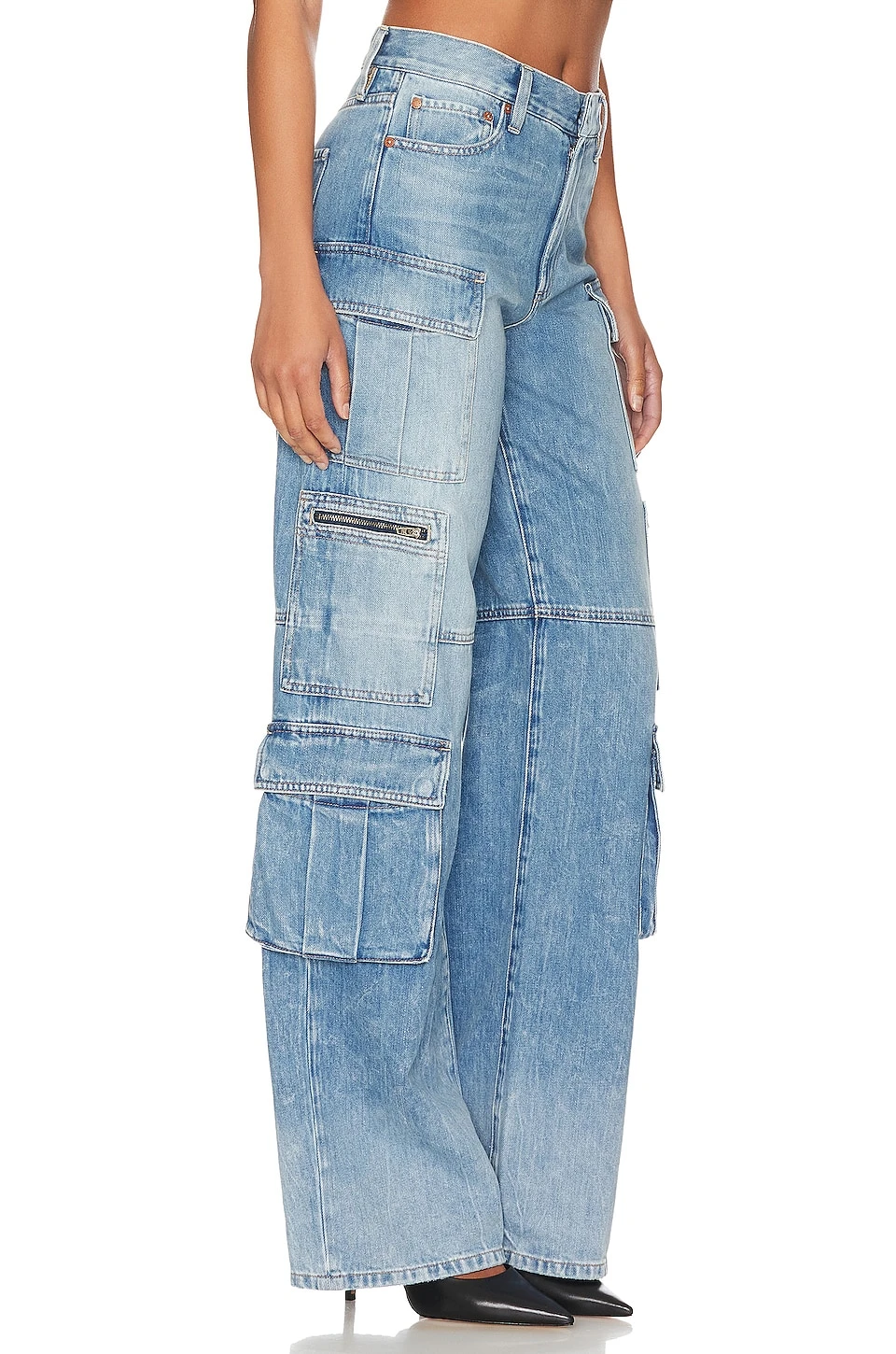 Alice + Olivia Cay Baggy Cargo Jean Brea Blue - Image 2