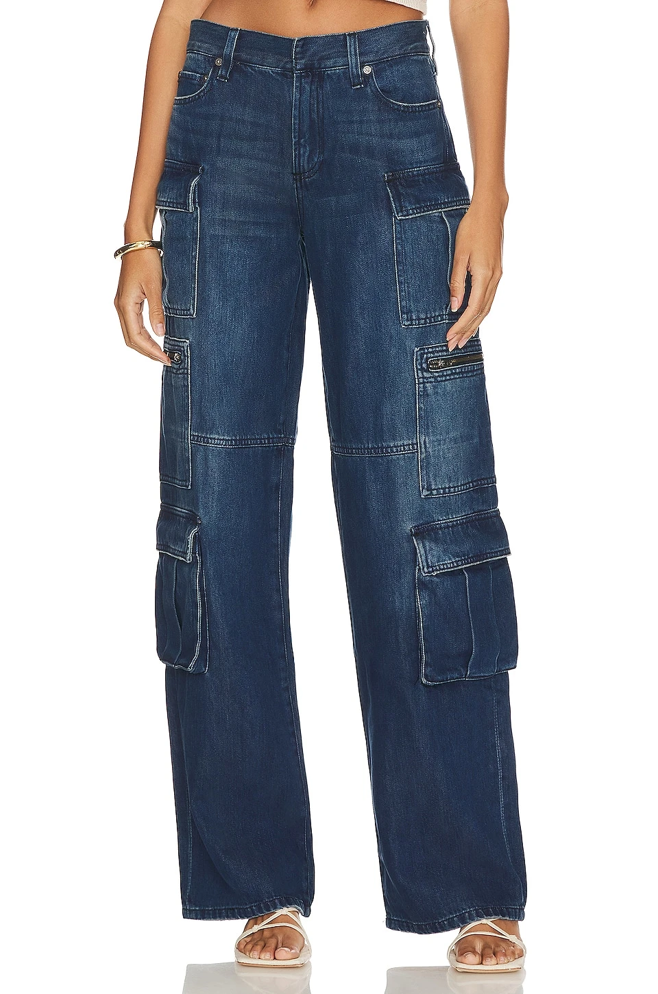 Alice + Olivia Cay Baggy Denim Cargo Love Train