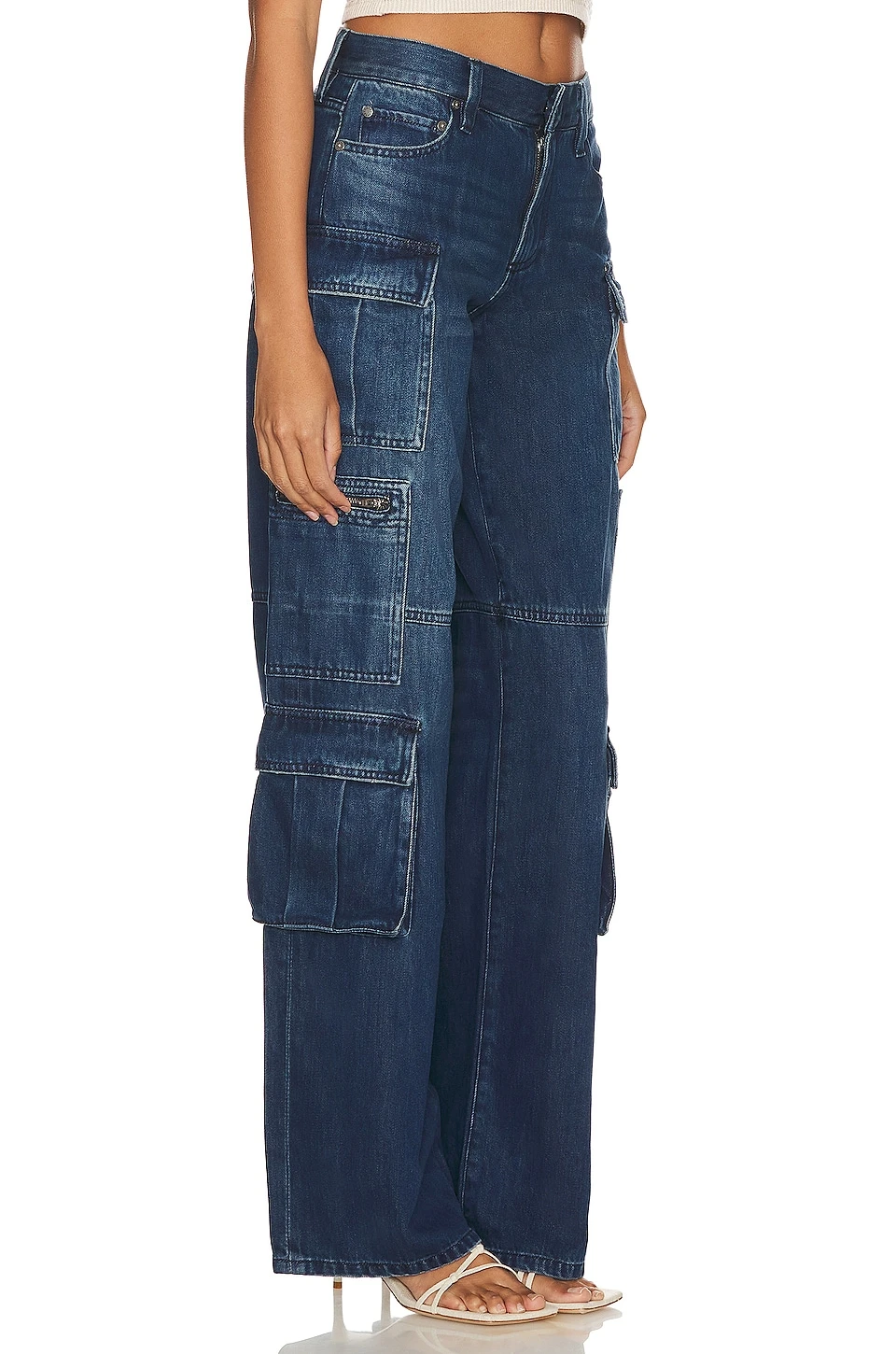 Alice + Olivia Cay Baggy Denim Cargo Love Train - Image 2