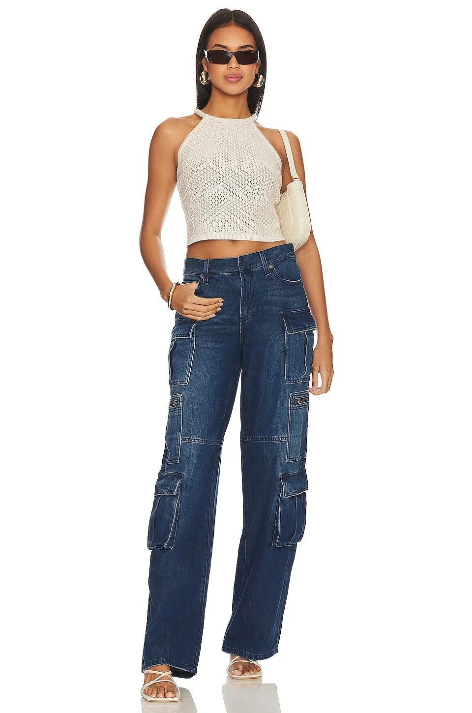 Alice + Olivia Cay Baggy Denim Cargo Love Train - Image 4