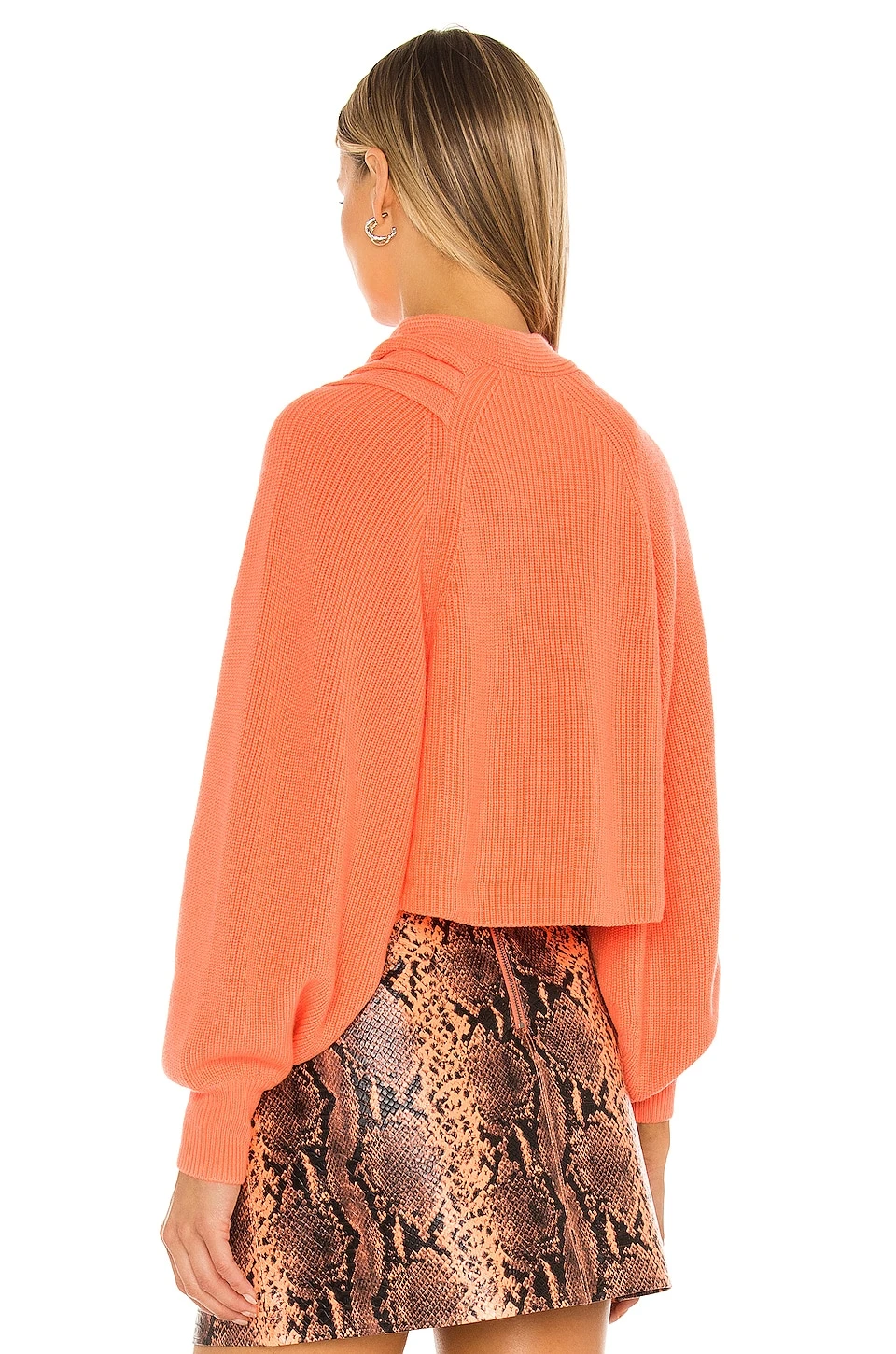 Alice + Olivia Mora Twist Cropped Long Sleeve Pullover Deep Coral - Image 3