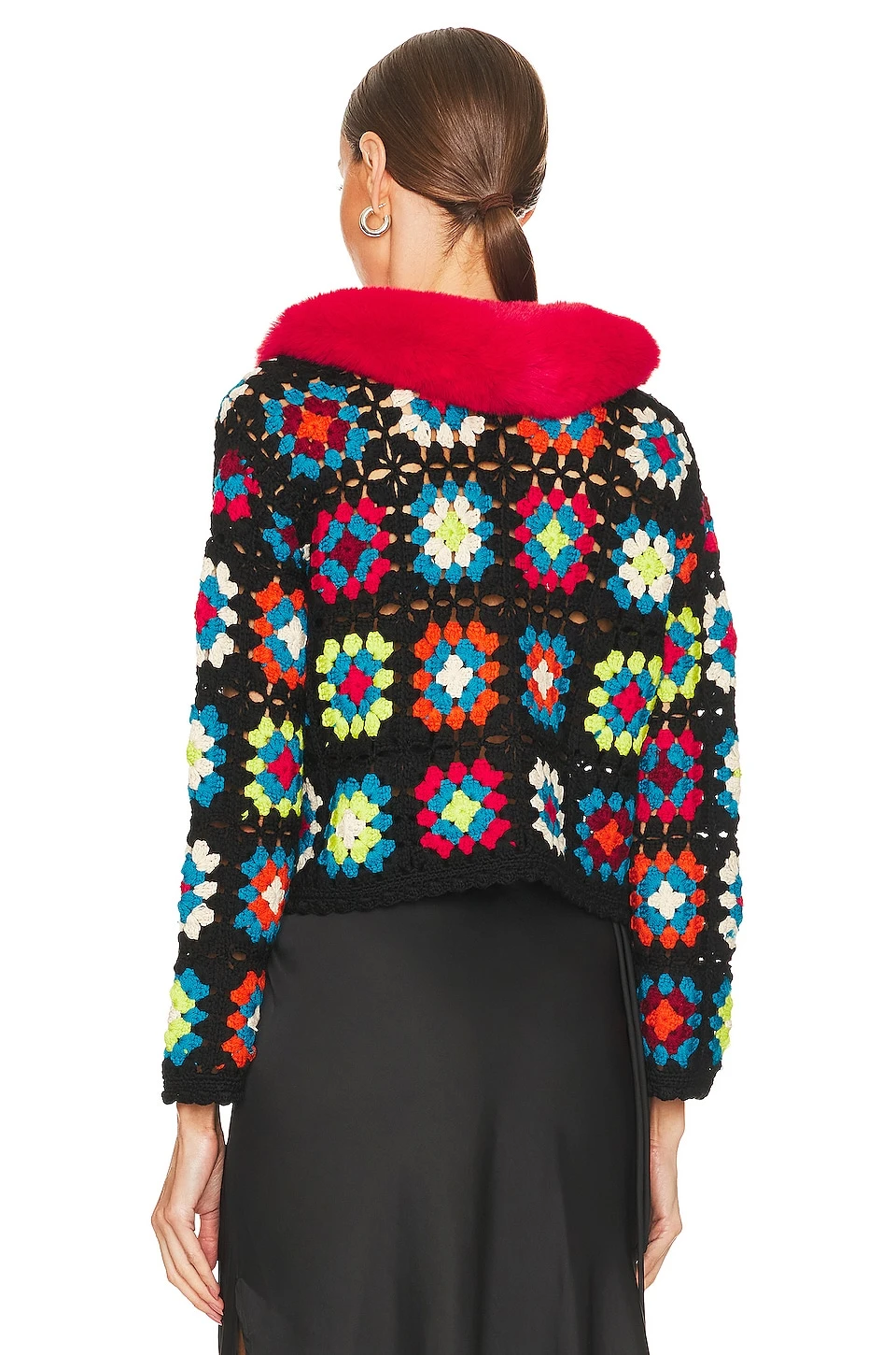 Alice + Olivia Anderson Crop Cardigan Multi & Perfect Ruby - Image 3