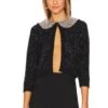 Alice + Olivia Akira Textured Cardigan Black Metallic
