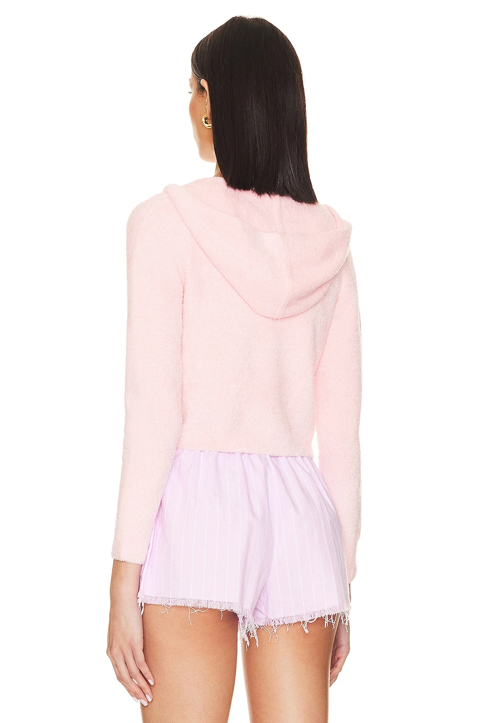 Alice + Olivia Lidell Crop Zip Up Hoodie Petal - Image 4