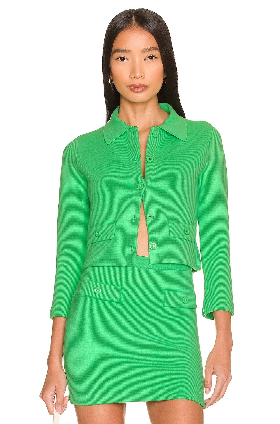 Alice + Olivia Ila Knit Jacket Garden Green