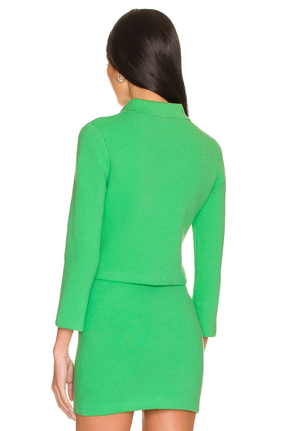 Alice + Olivia Ila Knit Jacket Garden Green - Image 3