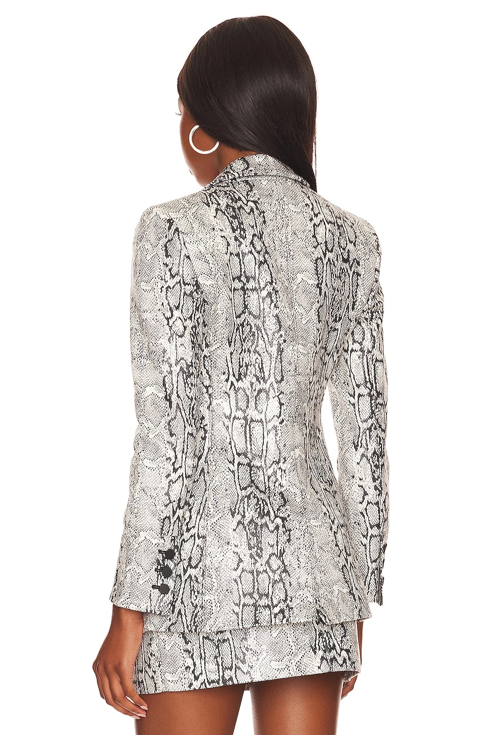 Alice + Olivia Breann Faux Snake Blazer Off White & Black - Image 4