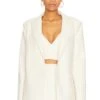 Alice + Olivia Justin Faux Leather Blazer Ecru