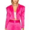 Alice + Olivia Shan Boxy Oversized Cropped Blazer Candy