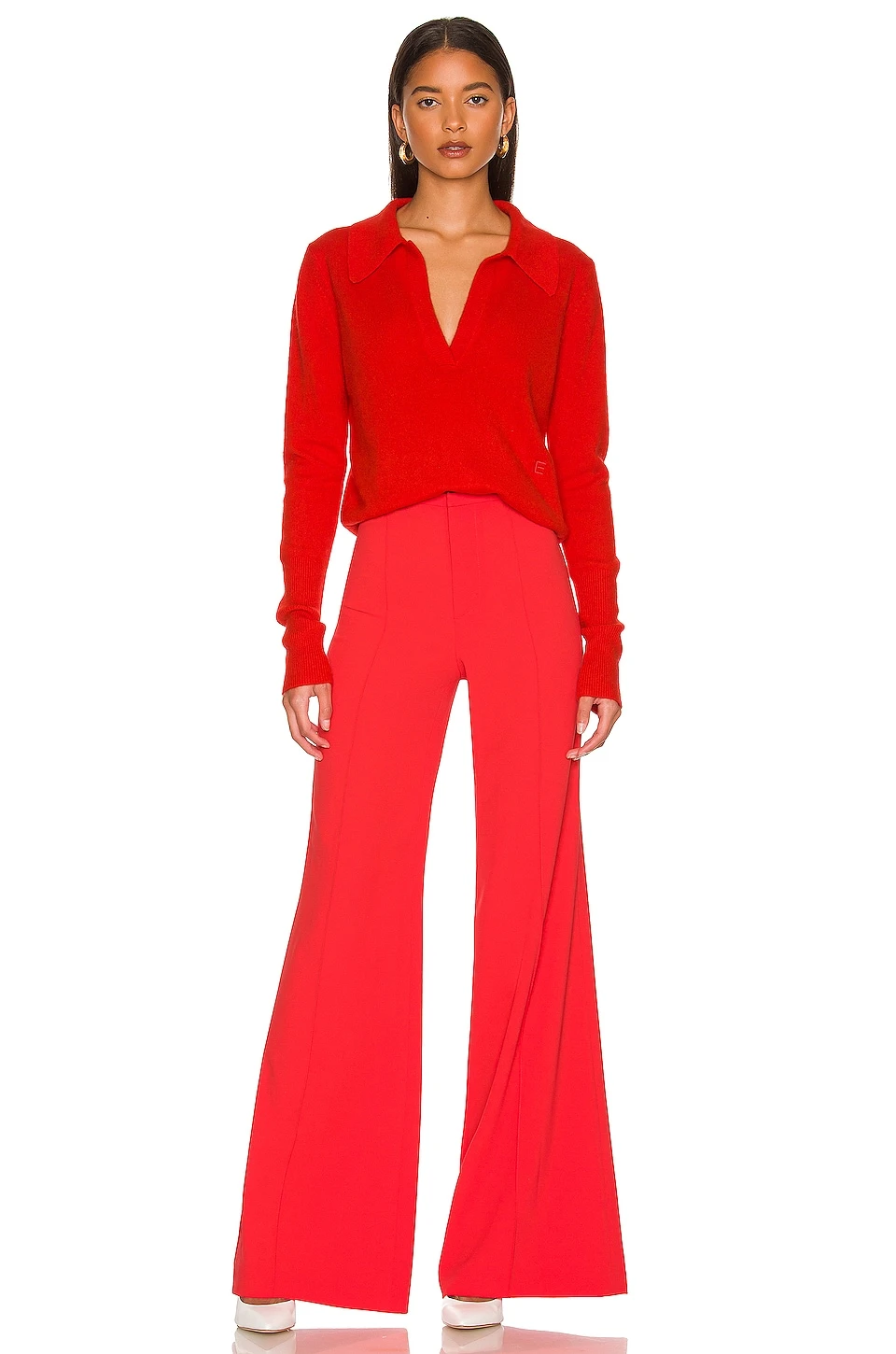 Alice + Olivia Dylan High Waisted Slim Pant Bright Poppy - Image 4
