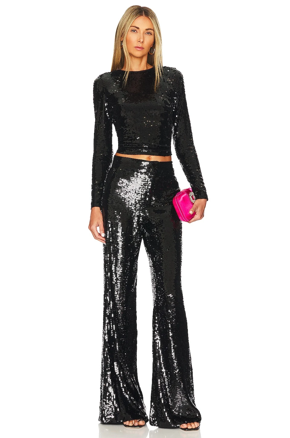Alice + Olivia Dylan Sequin Pant Black - Image 4