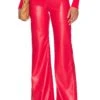 Alice + Olivia Deanna Faux Leather Pant Bright Poppy