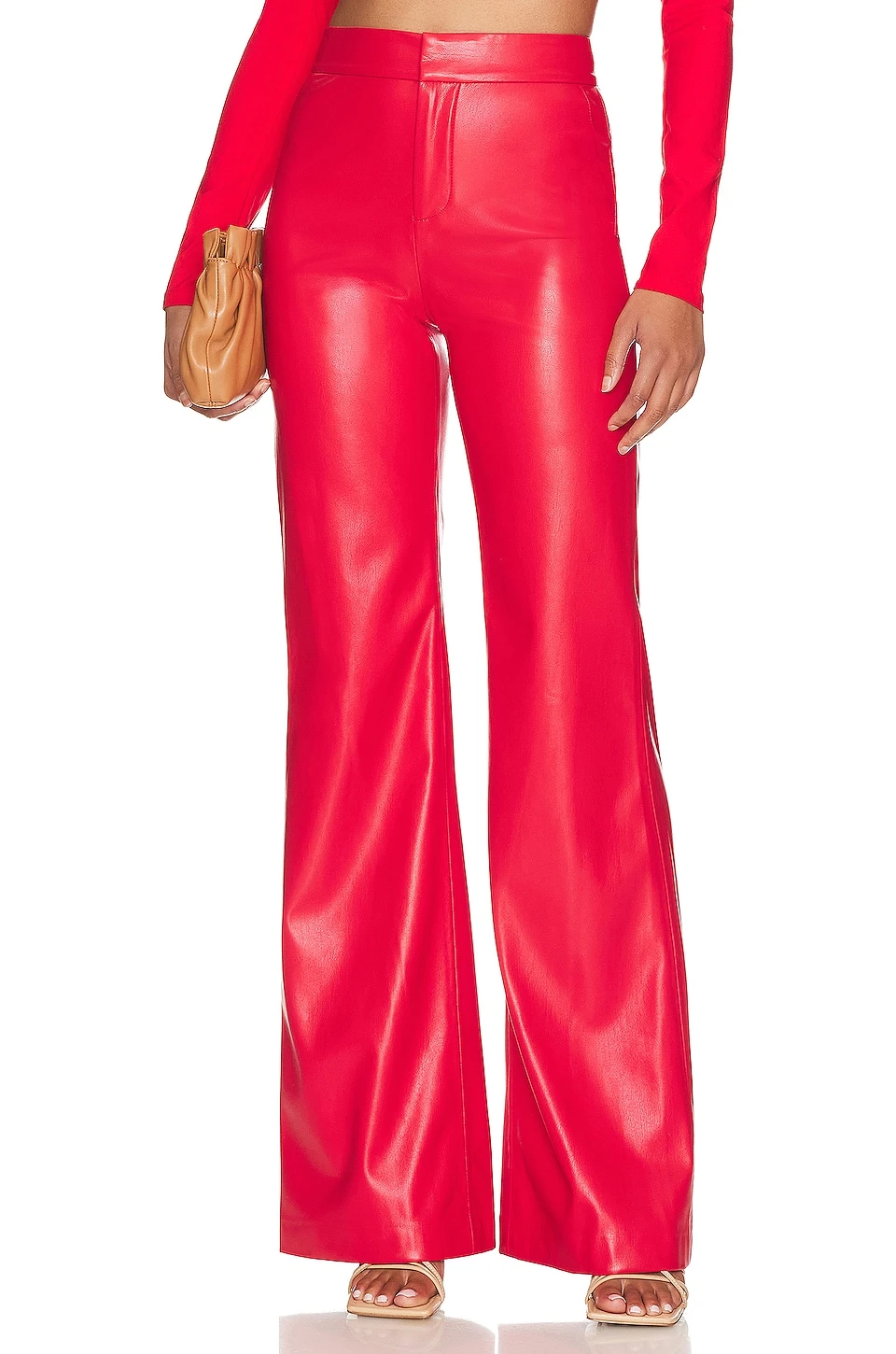 Alice + Olivia Deanna Faux Leather Pant Bright Poppy