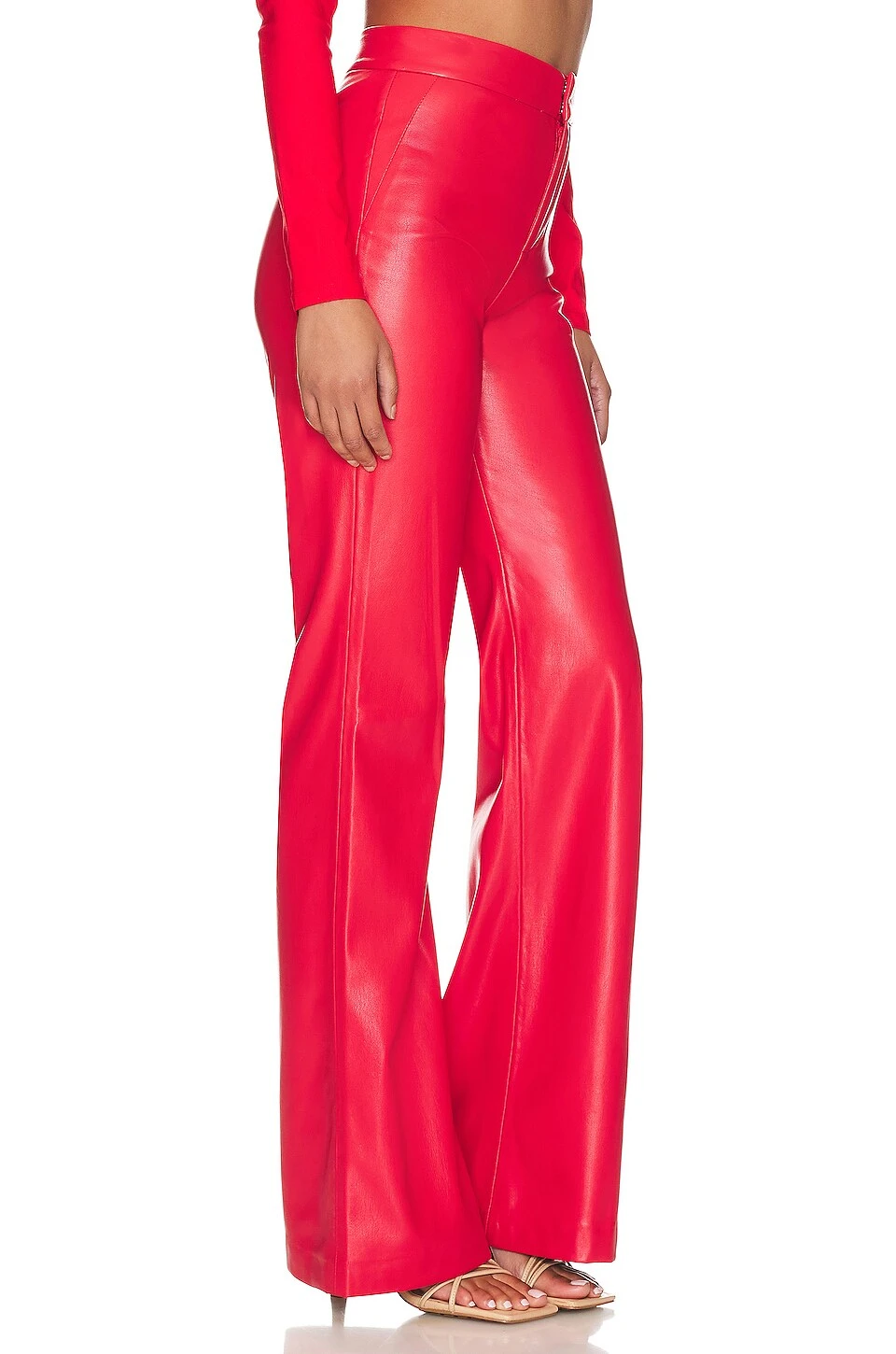 Alice + Olivia Deanna Faux Leather Pant Bright Poppy - Image 2