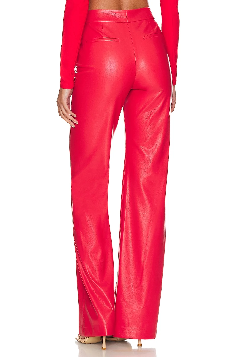 Alice + Olivia Deanna Faux Leather Pant Bright Poppy - Image 3