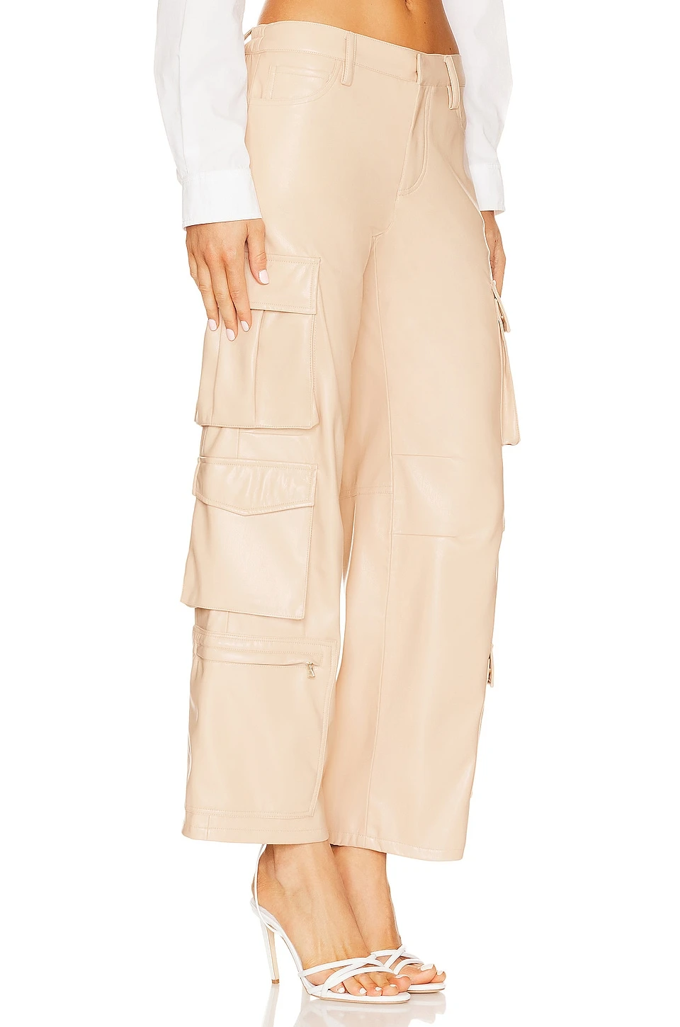 Alice + Olivia Luis Faux Leather Cargo Pant Almond - Image 2