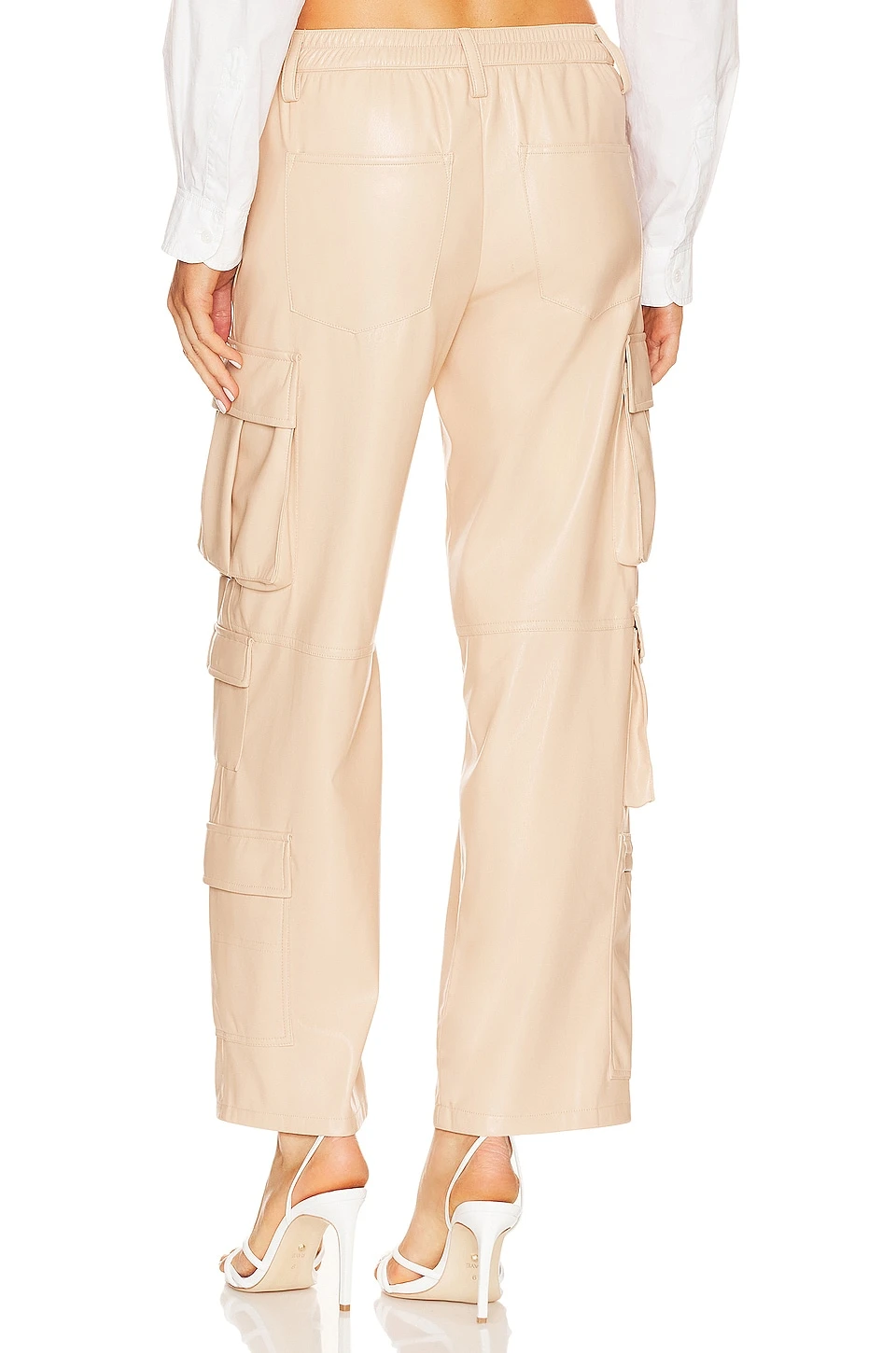 Alice + Olivia Luis Faux Leather Cargo Pant Almond - Image 3
