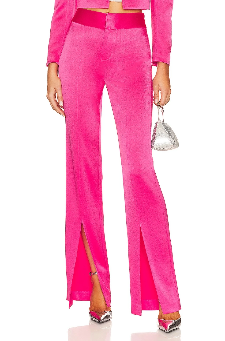 Alice + Olivia Jody High Waisted Front Slit Pant Candy