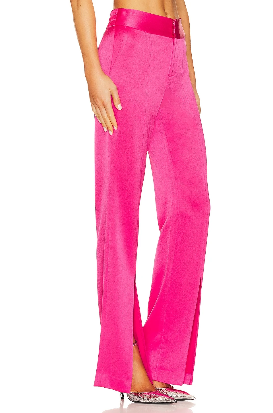 Alice + Olivia Jody High Waisted Front Slit Pant Candy - Image 2