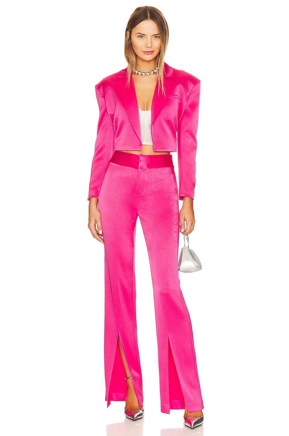 Alice + Olivia Jody High Waisted Front Slit Pant Candy - Image 4