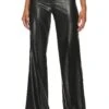 Alice + Olivia Dylan Faux Leather Wide Leg Black